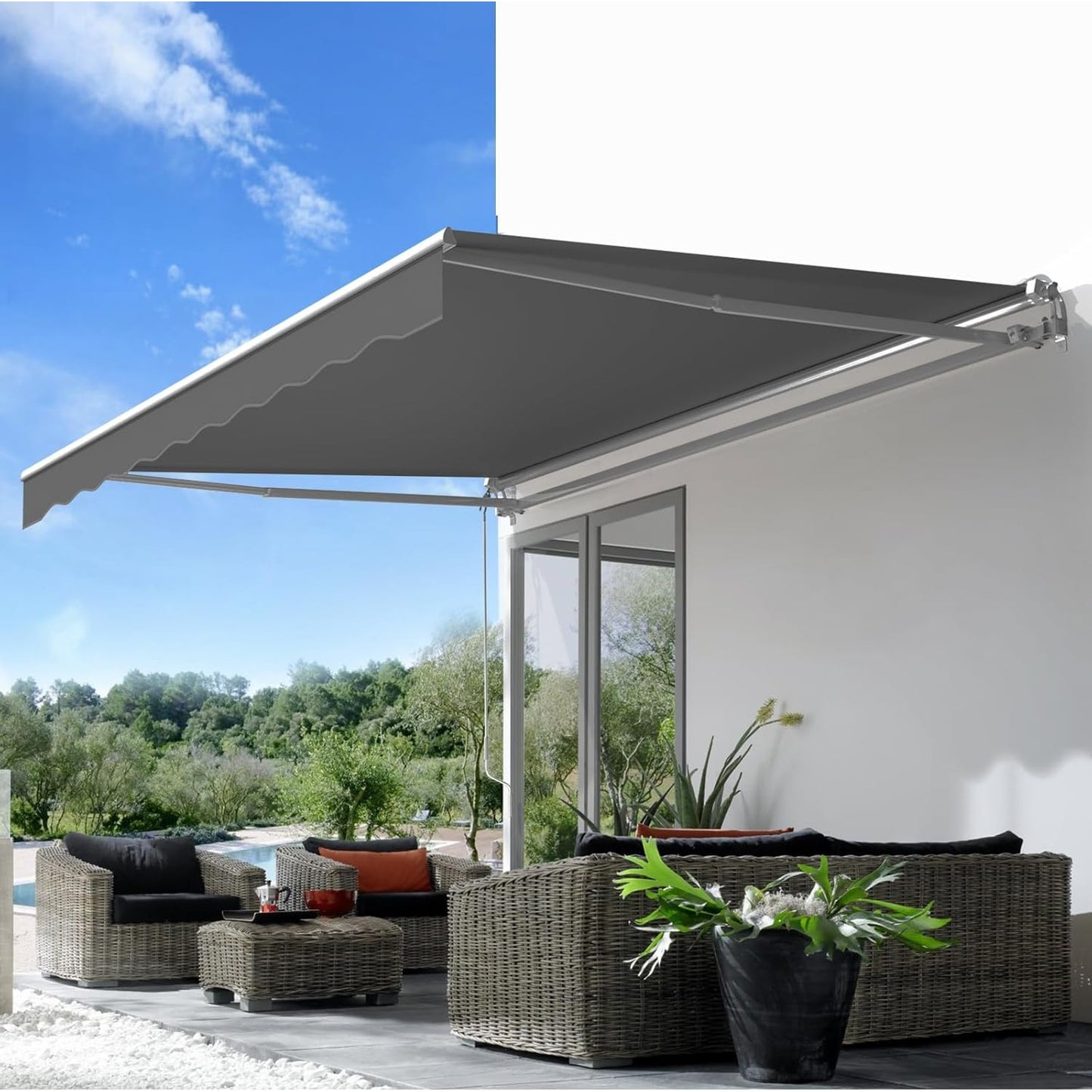 YODOLLA 10x8FT Retractable Awning Replacement Sunshade Canopy