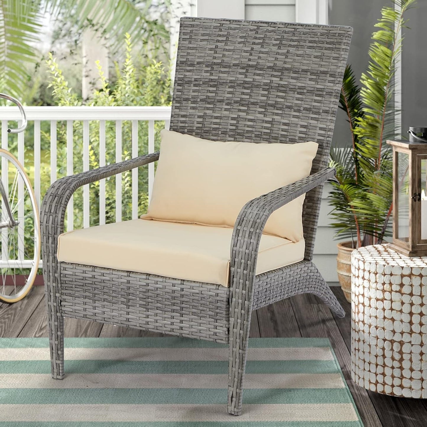 YODOLLA Patio Adirondack Wicker Chair, Grey