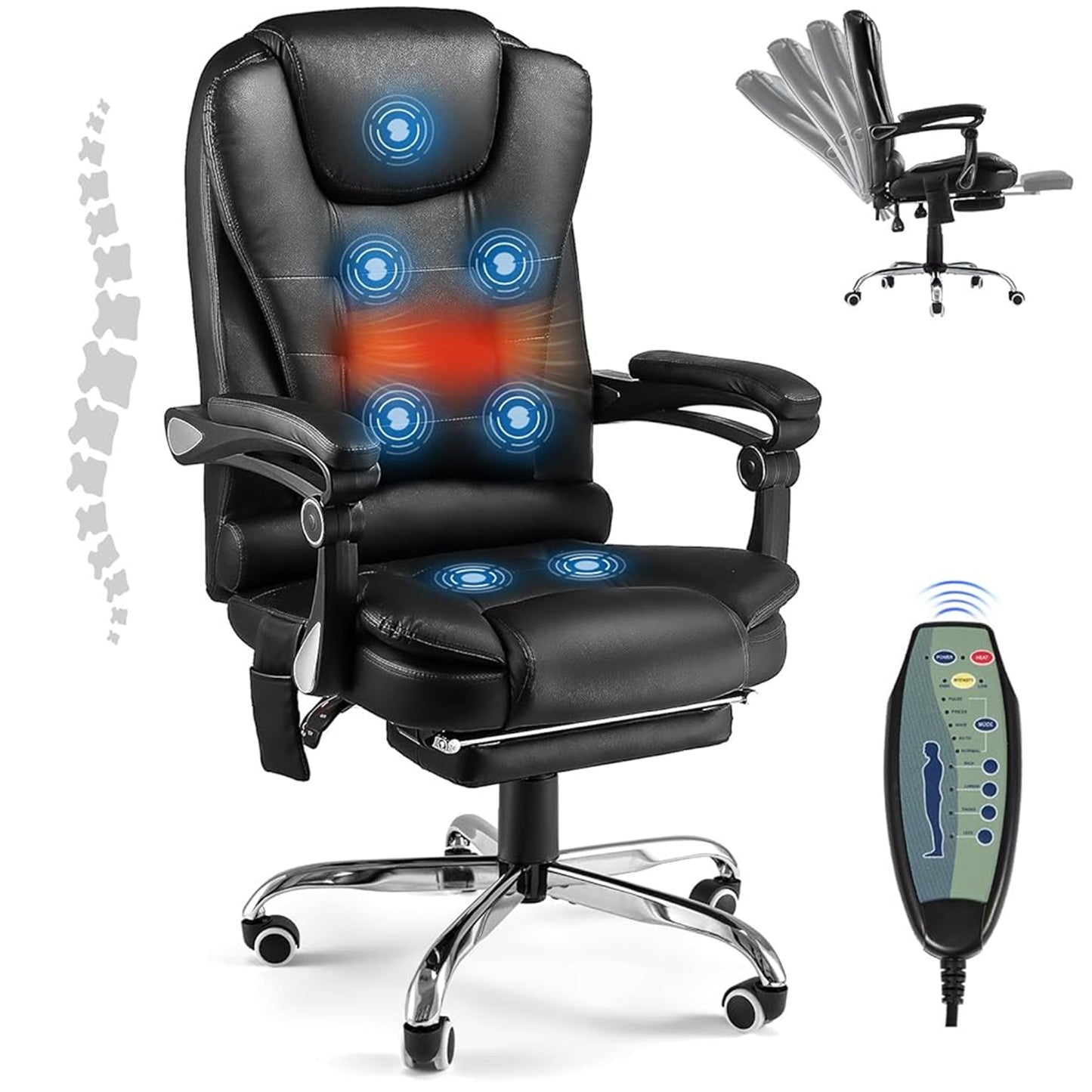YODOLLA Ergonomic Office Chair with Heat&Massage, PU Leather Black