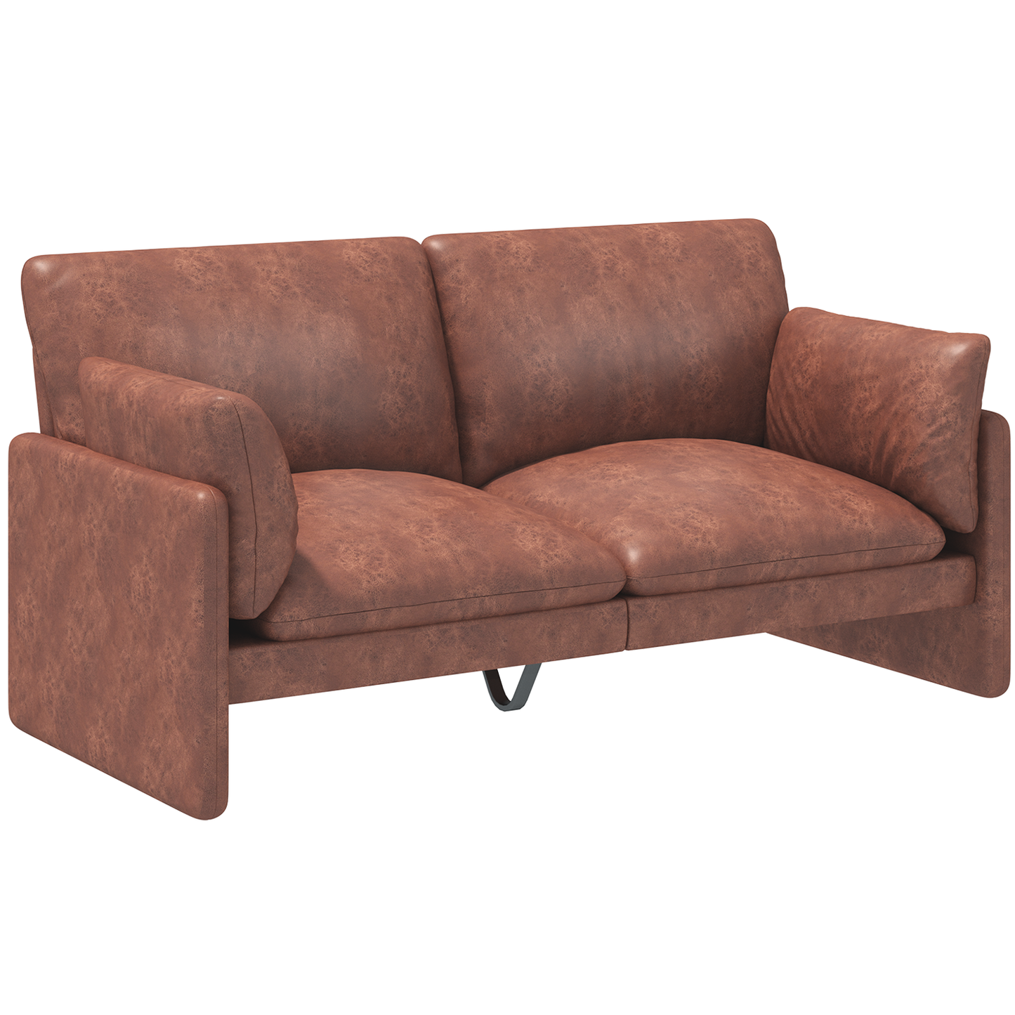 YODOLLA 68'' Modern Love Seat Sofa Couches, Faux Leather Brown