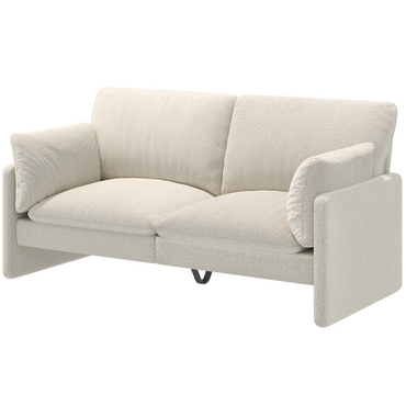 YODOLLA 68" Teddy Velvet Loveseat, Comfy 2-Seater Sofa, White