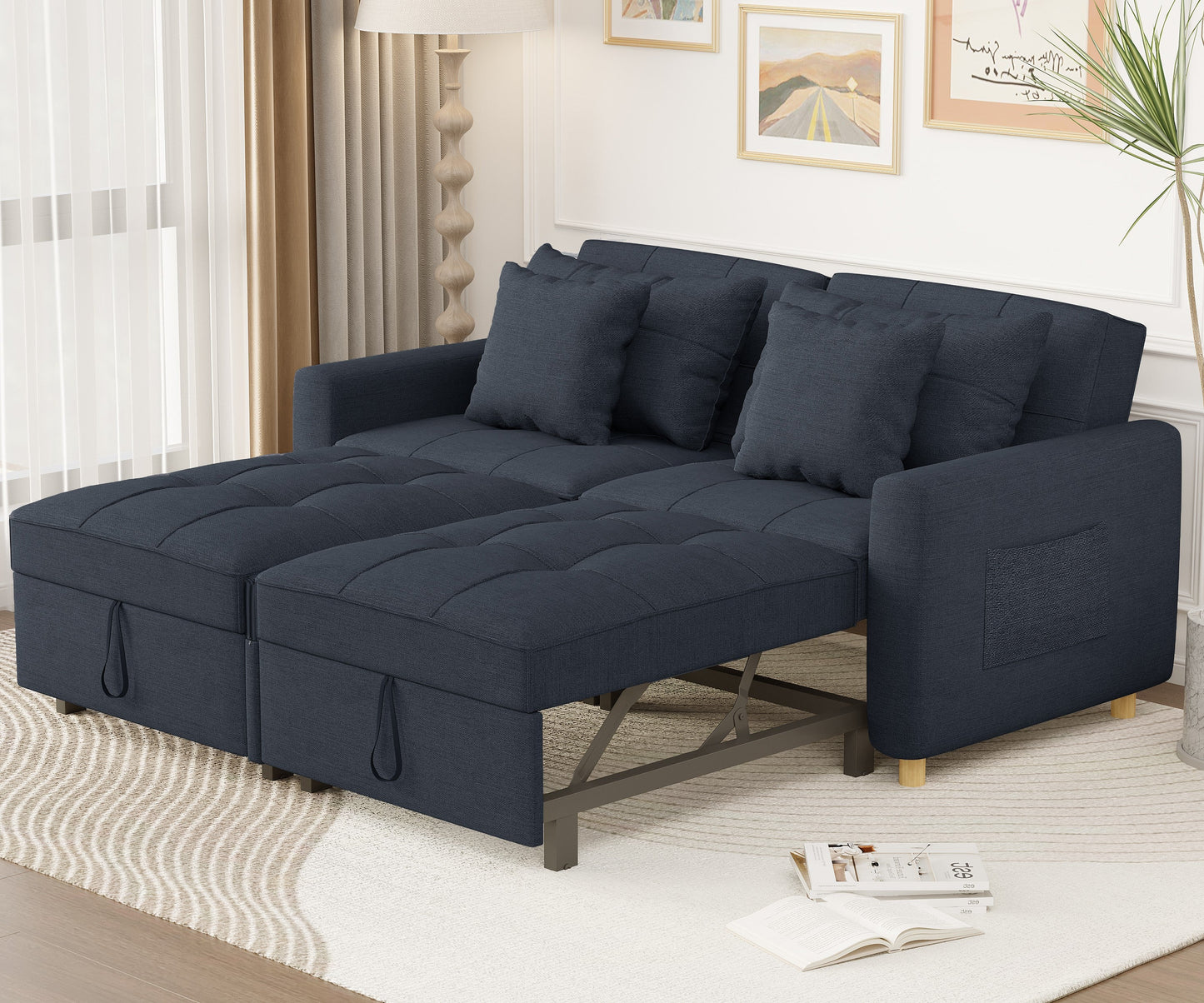 YODOLLA Comfortable 3-1 Convertible Sofa Bed,Navy