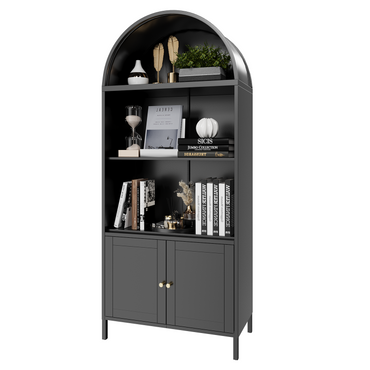 YODOLLA 73'' Arched Cabinet, Metal Kitchen Pantry with Adjustable Shelves, Modern Arched Storage Bookcase Display Cabinet