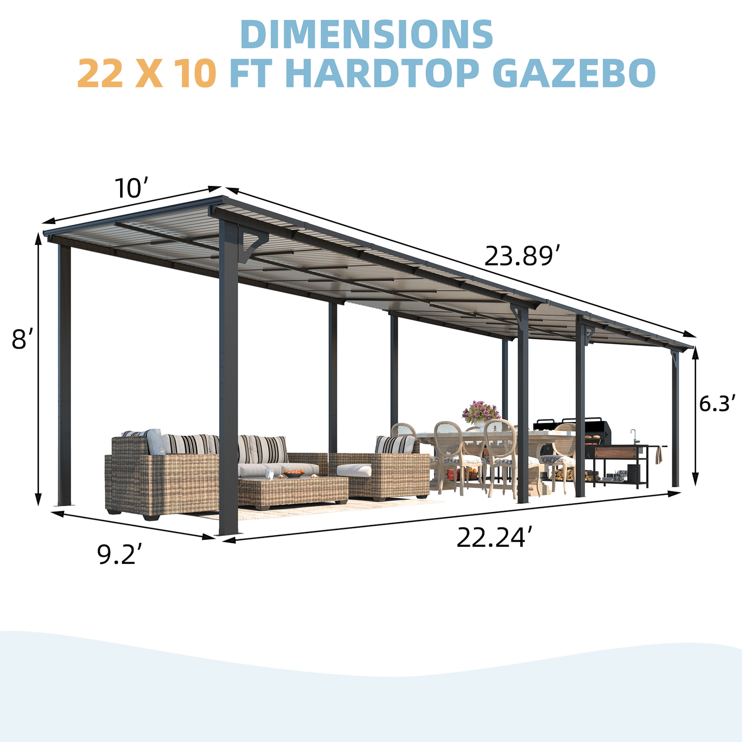 YODOLLA 8'/10'/12' Wide Wall-Mounted Gazebo Pergola Connector