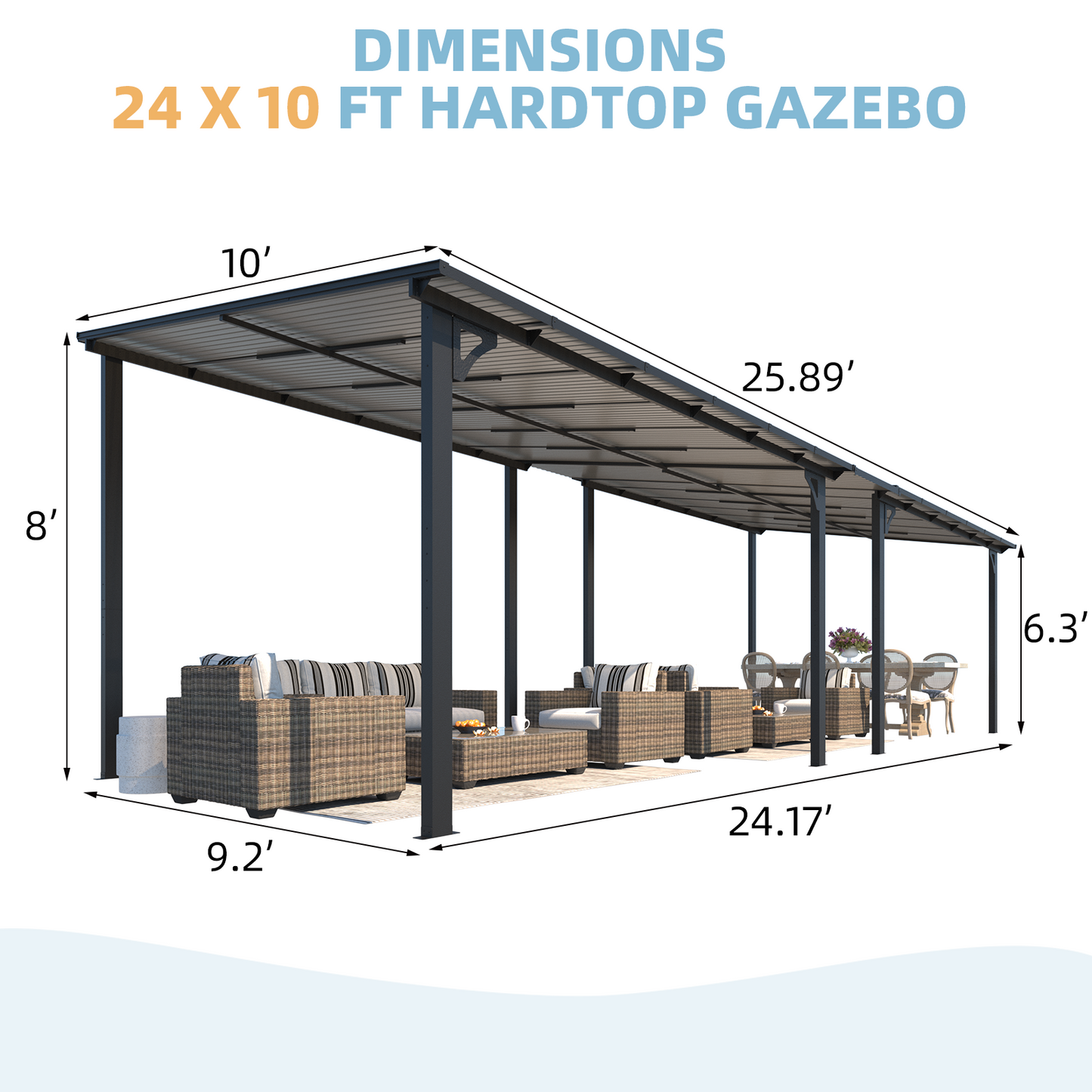 YODOLLA 8'/10'/12' Wide Wall-Mounted Gazebo Pergola Connector