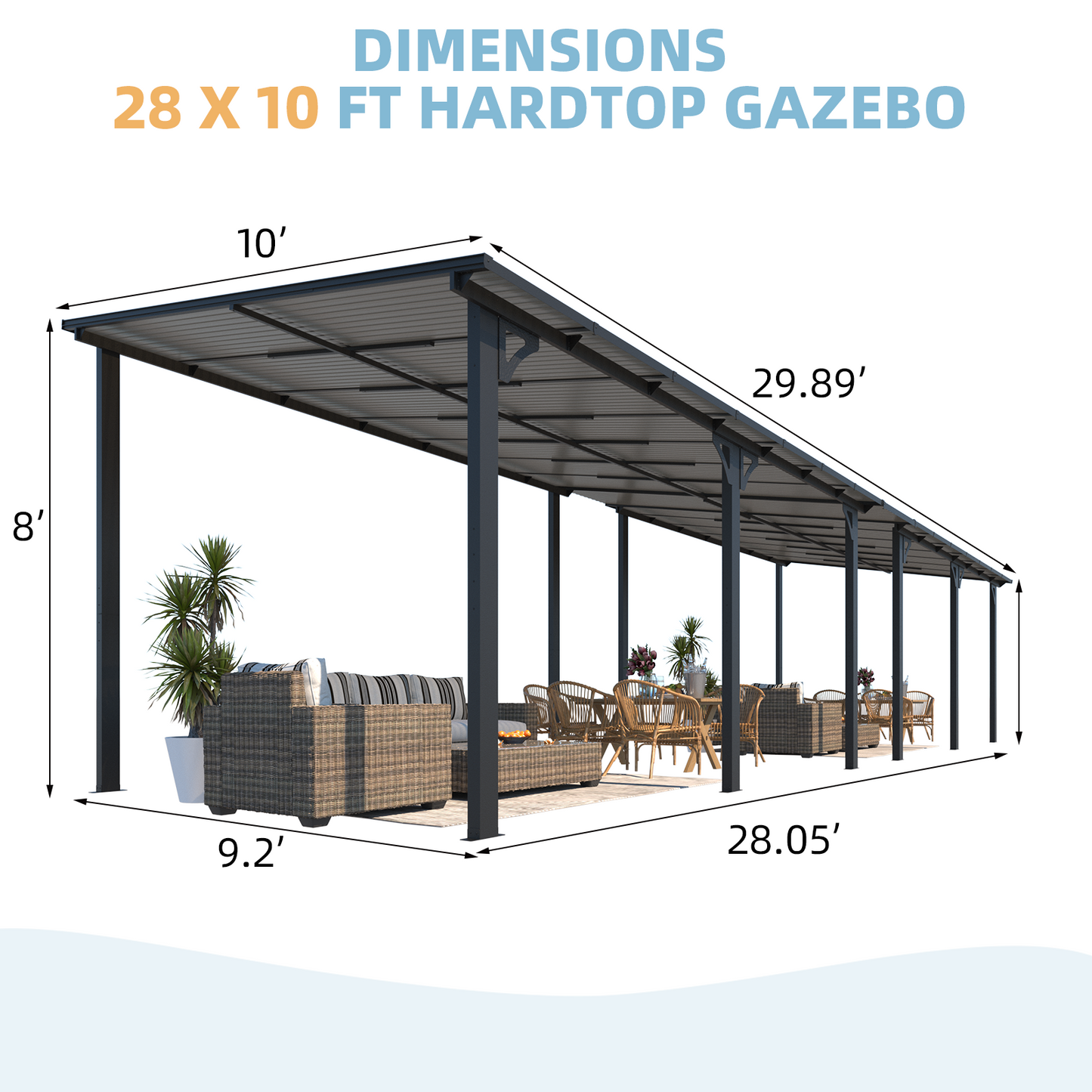 YODOLLA 8'/10'/12' Wide Wall-Mounted Gazebo Pergola Connector