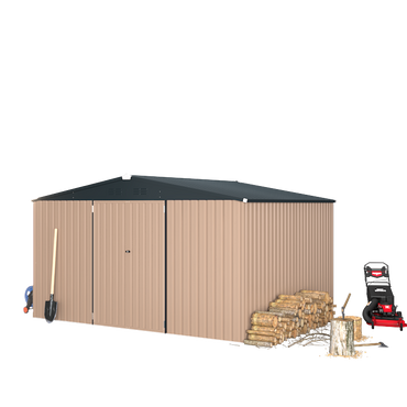 YODOLLA Shed 12' x 10' Outdoor Storage Shed, Grey