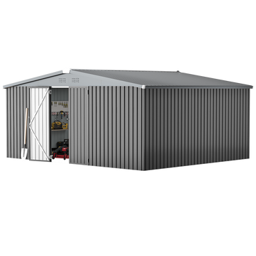 YODOLLA 14x12 Metal Storage Shed Outdoor Shed, Dark Gray