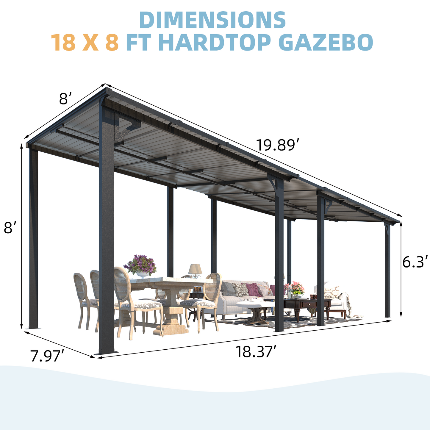 YODOLLA 8'/10'/12' Wide Wall-Mounted Gazebo Pergola Connector