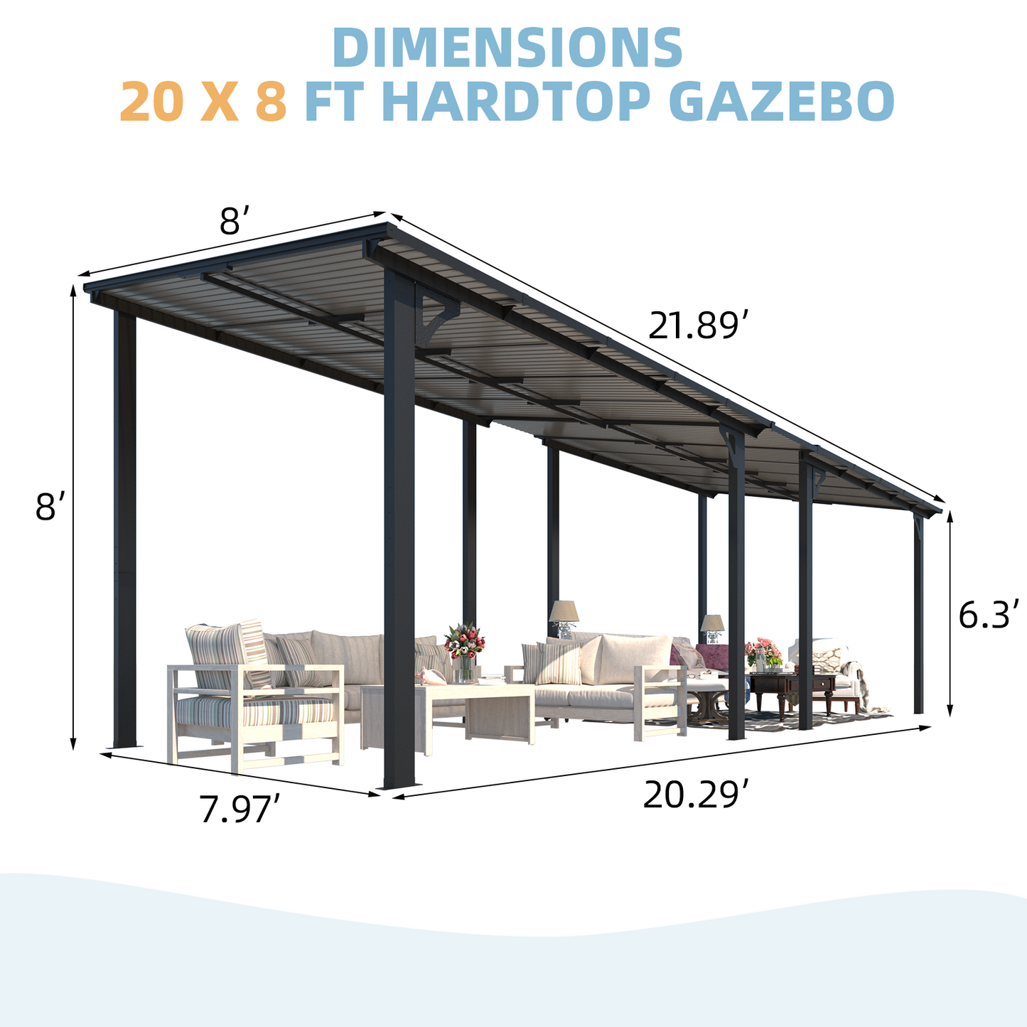 YODOLLA 8'/10'/12' Wide Wall-Mounted Gazebo Pergola Connector