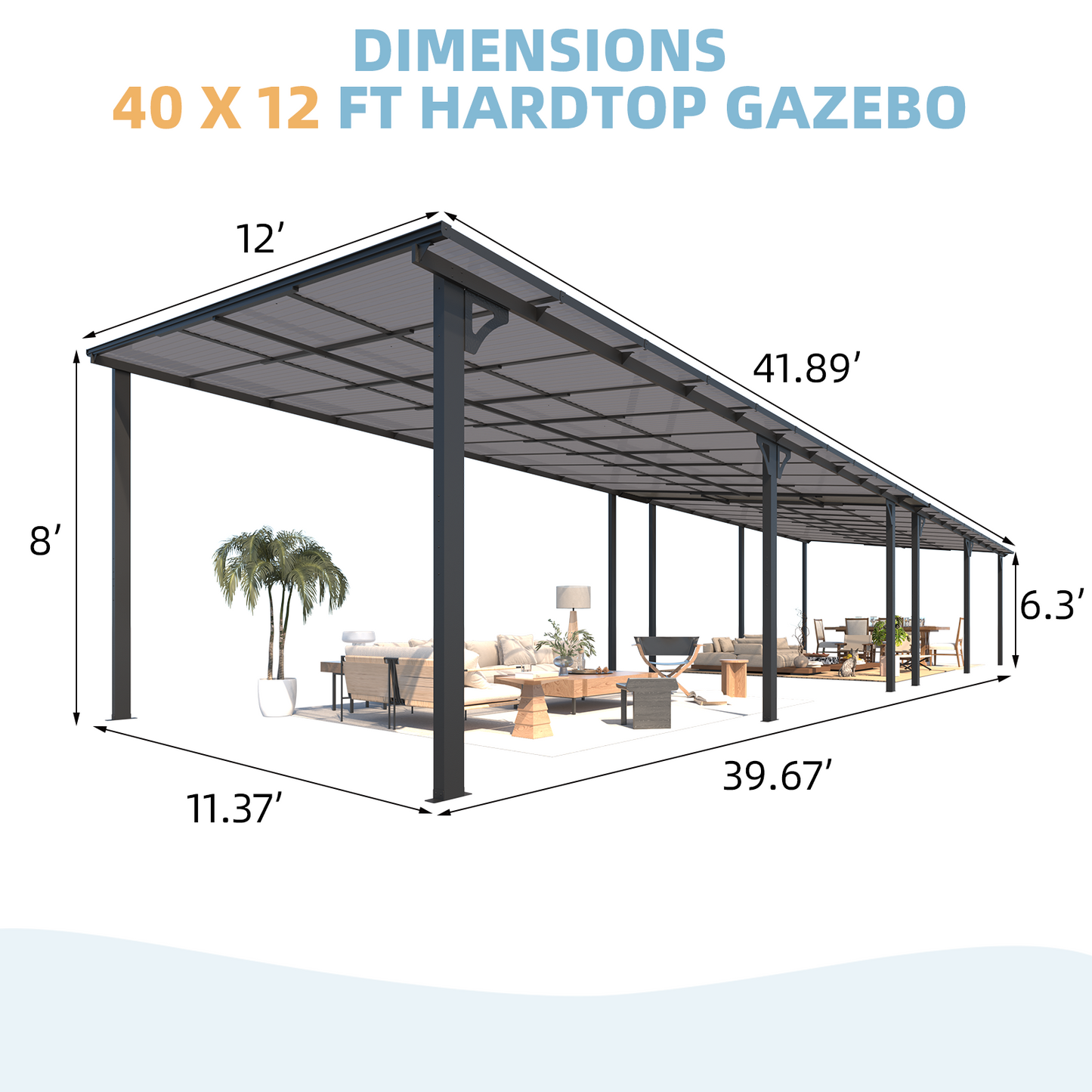 YODOLLA 8'/10'/12' Wide Wall-Mounted Gazebo Pergola Connector