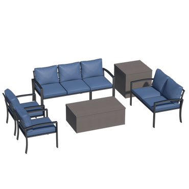 YODOLLA 6 Pieces Meatl Patio Furniture Set, Blue