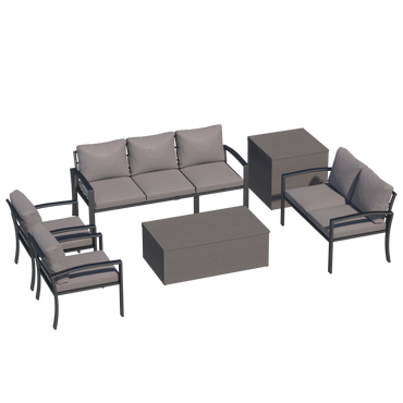 YODOLLA 6 Pieces Metal Patio Furniture Set, Grey