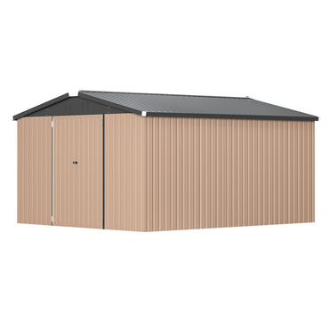 YODOLLA 10x14 Metal Outdoor Storage Garden Shed, Gray