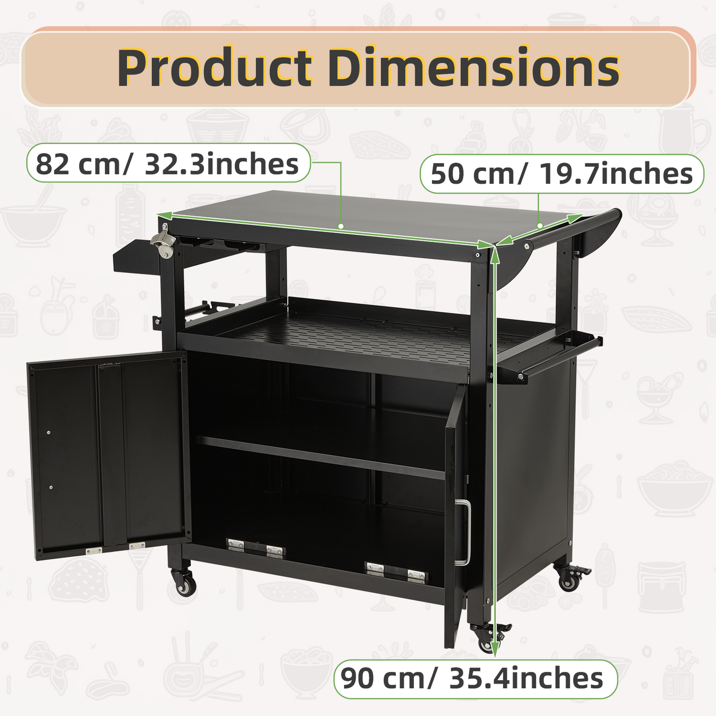 YODOLLA Outdoor Grill Cart Kitchen Storage Cabinets Island with Wheels