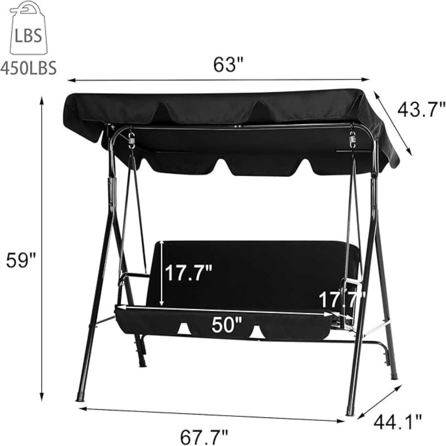 YODOLLA 3-Seat Patio Swing