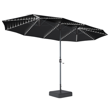 YODOLLA 15ft Double-Sided Patio Umbrella Outdoor Rectangle Umbrella with Base, Black