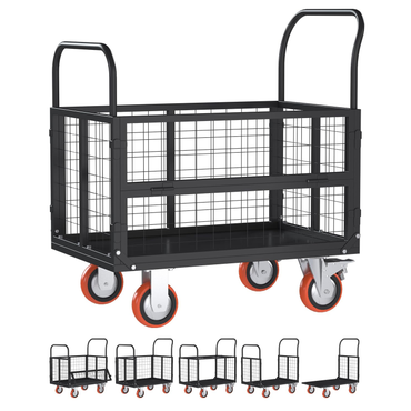YODOLLA 6-in-1 Foldable Platform Truck Cart with Cage and Swivel Wheels