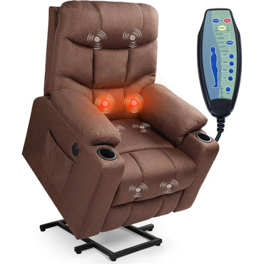 YODOLLA Massage Power Lift Recliner for Elderly, Electric Lift Chair, Brown