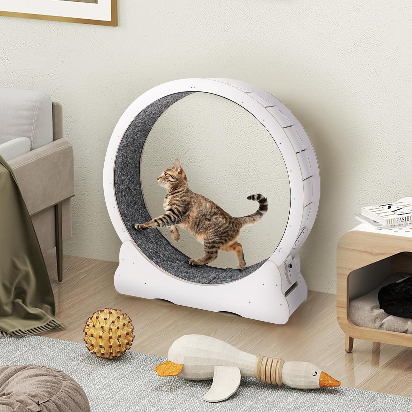 YODOLLA 35.8'' Cat Wheel Large Quiet Cat Treadmill, White