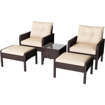YODOLLA Outdoor 5 Pieces Patio Furniture Set, Beige