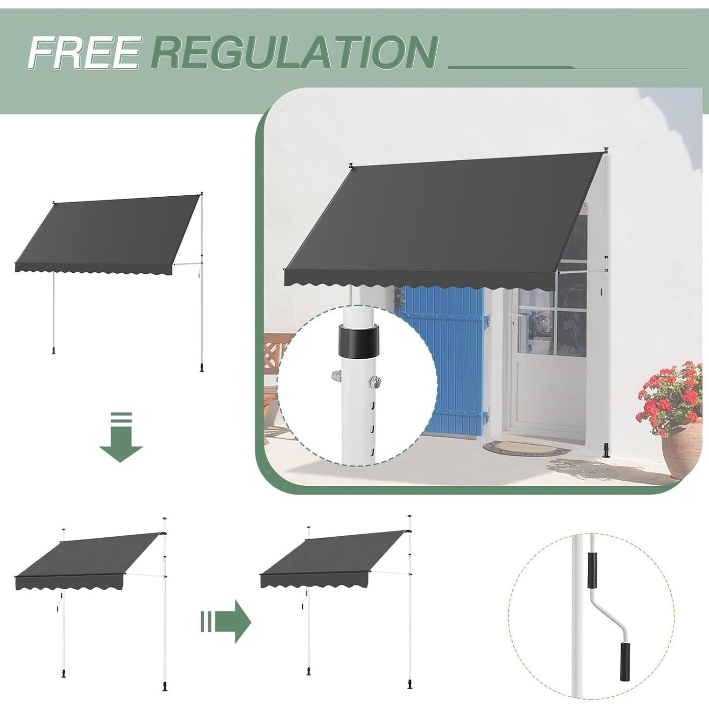 YODOLLA free standing awning ideal for any space.