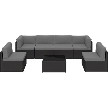 YODOLLA 7 Piece Outdoor Patio Furniture Set, Black & Gray