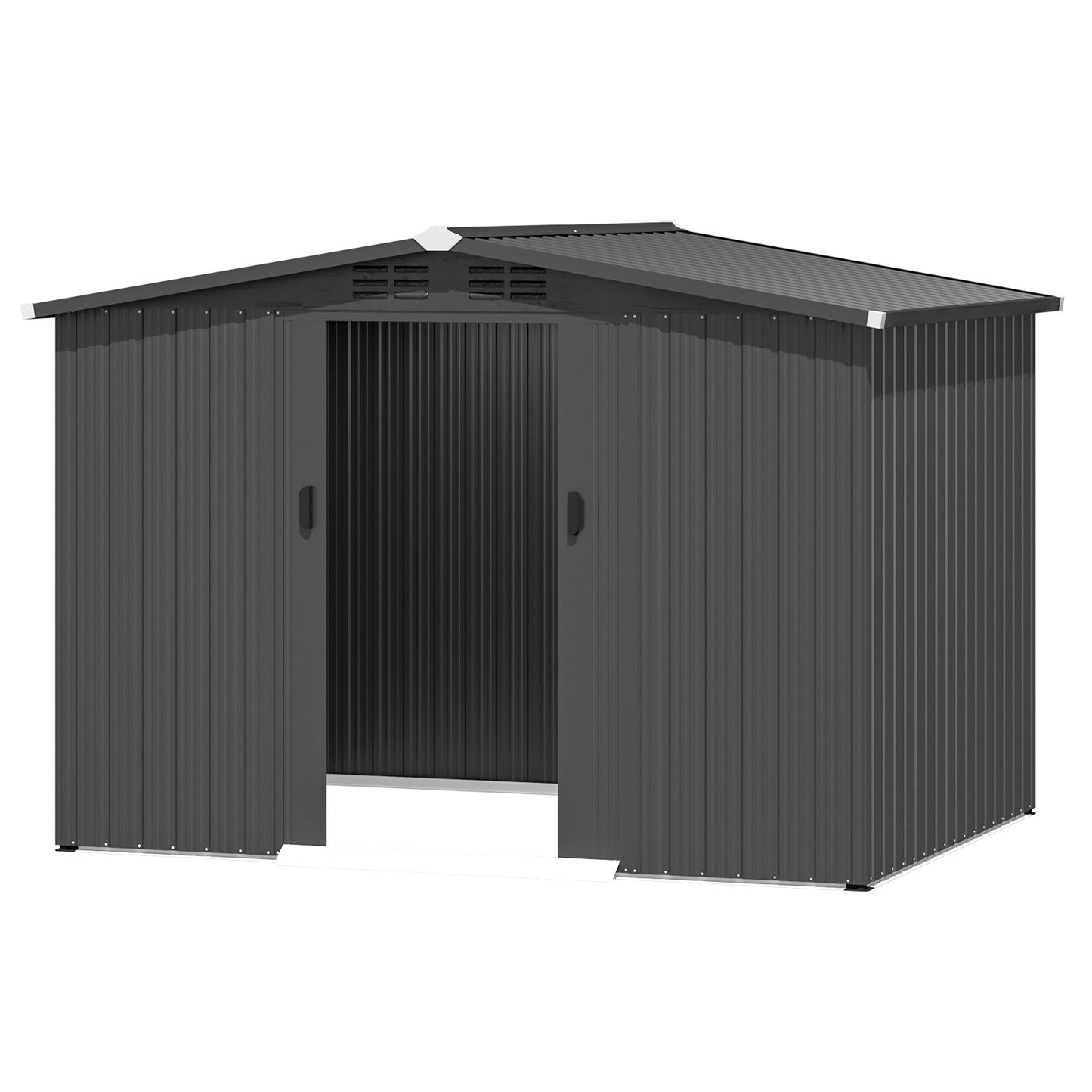 YODOLLA 8x6 Woodgrain Outdoor Storage Shed, Dark Grey