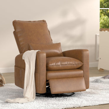 YODOLLA Rocking Chair Reclining Sofa Chair, Faux Leather Brown
