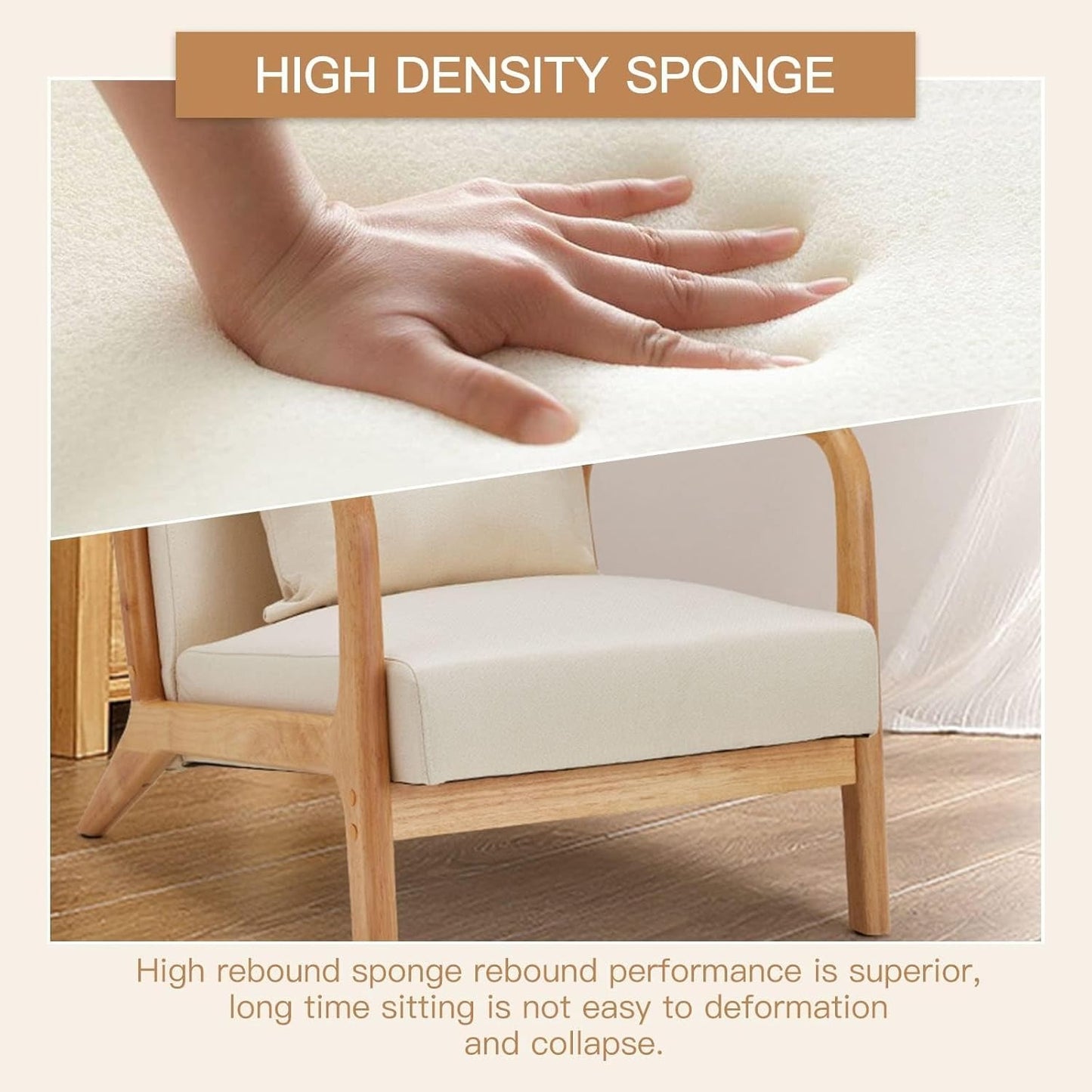 YODOLLA Accent Chair Reading Armchair, Linen Beige