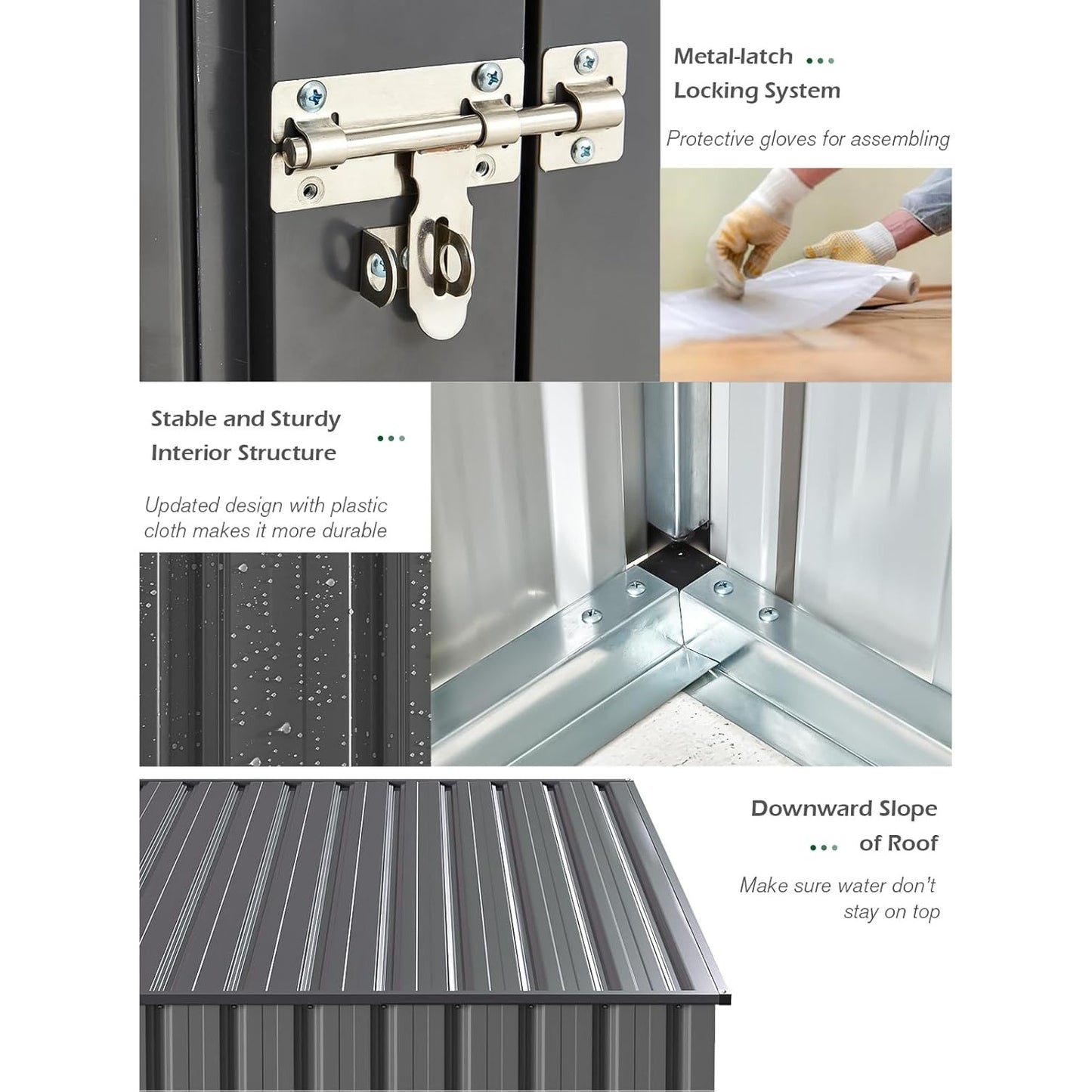 YODOLLA 4' x 7' Outdoor Lean to Storage Shed, Dark Grey