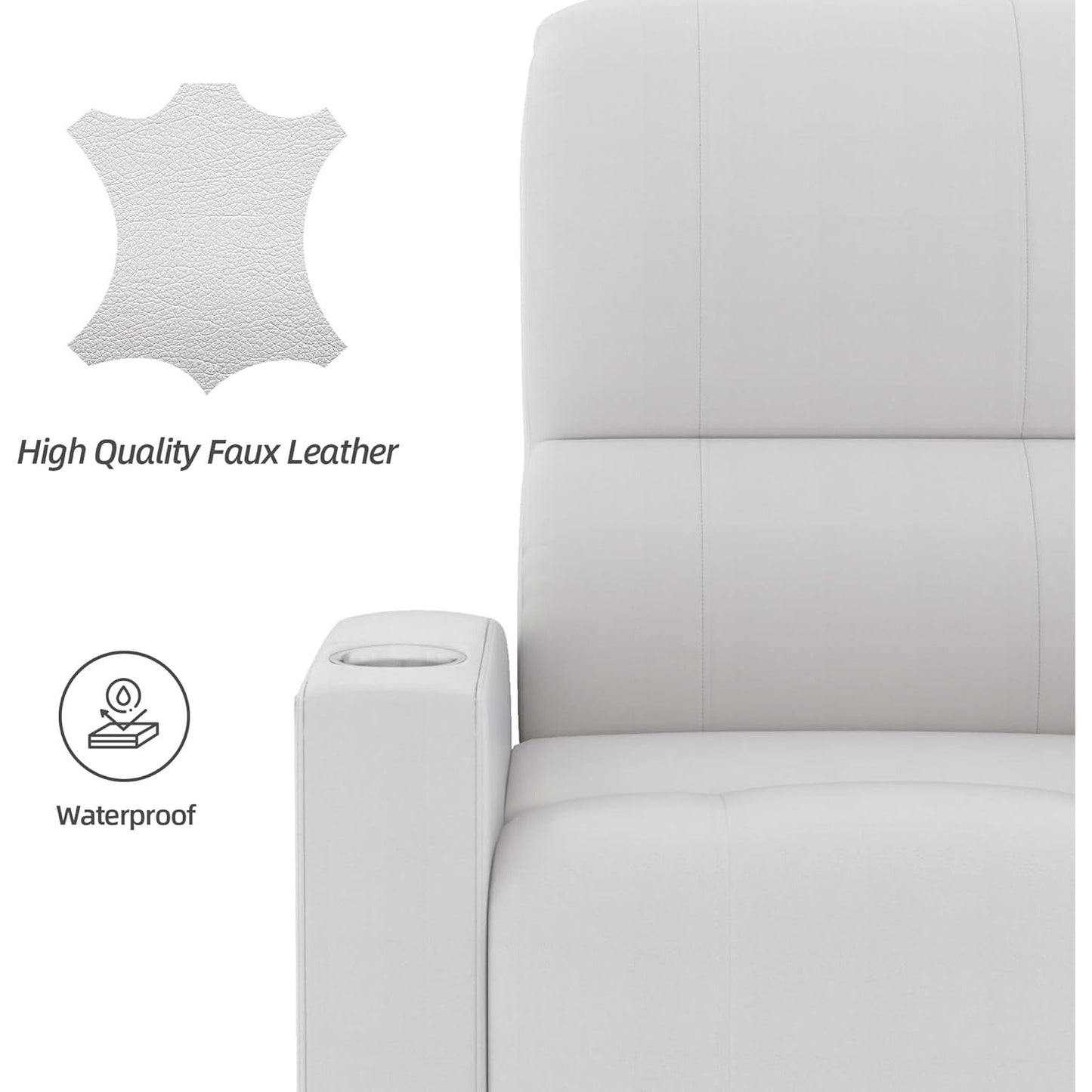 YODOLLA Recliner Sofa Chair, Faux Leather White