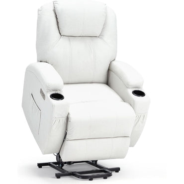YODOLLA Power Lift Recliner Chair for Elderly with Side Pockets, Fabric, White