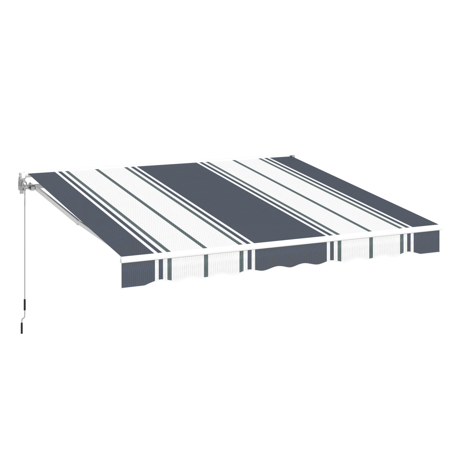 YODOLLA 13'x8' retractable awning, blue stripes.
