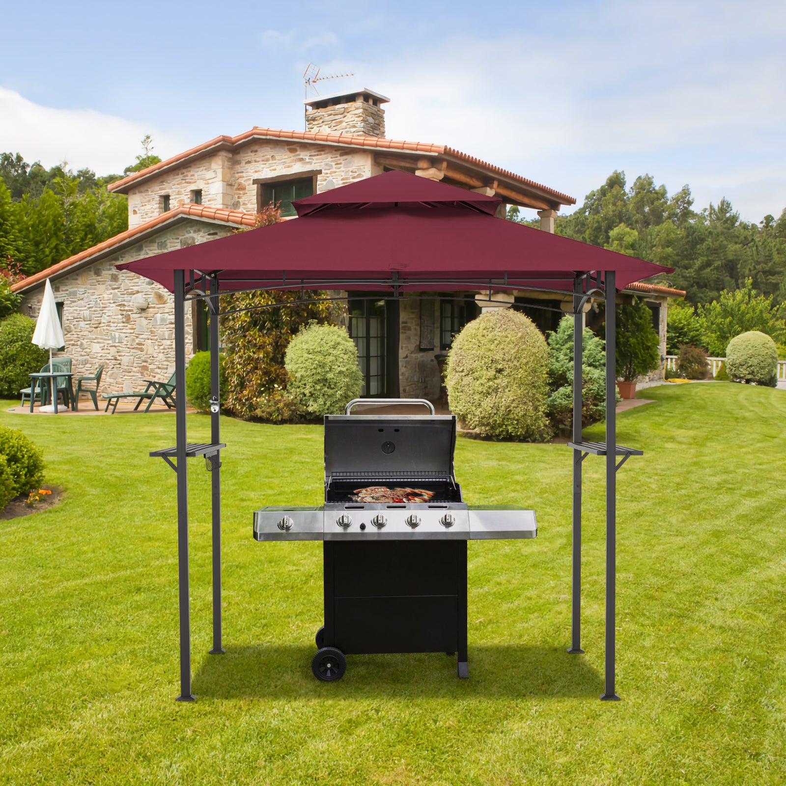 YODOLLA BBQ gazebo, wine red.