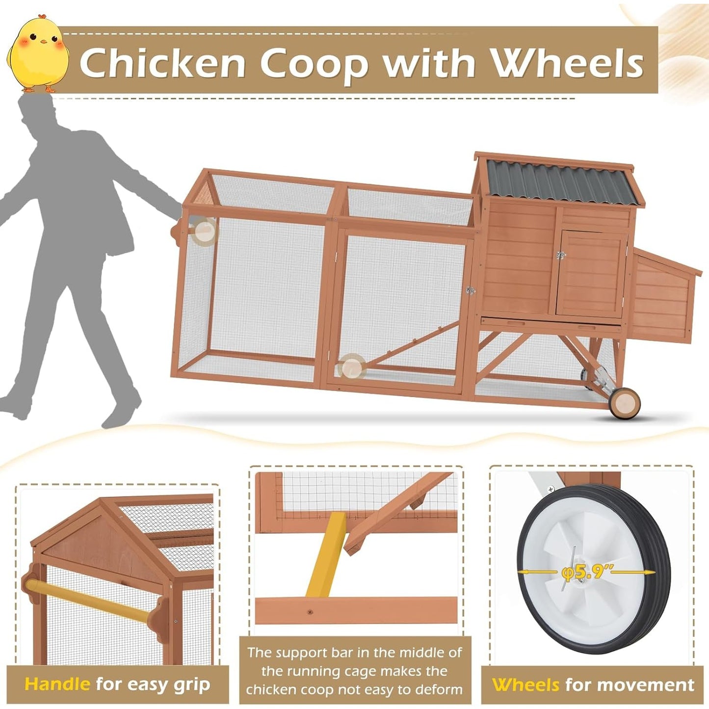 YODOLLA chicken coop with wheels