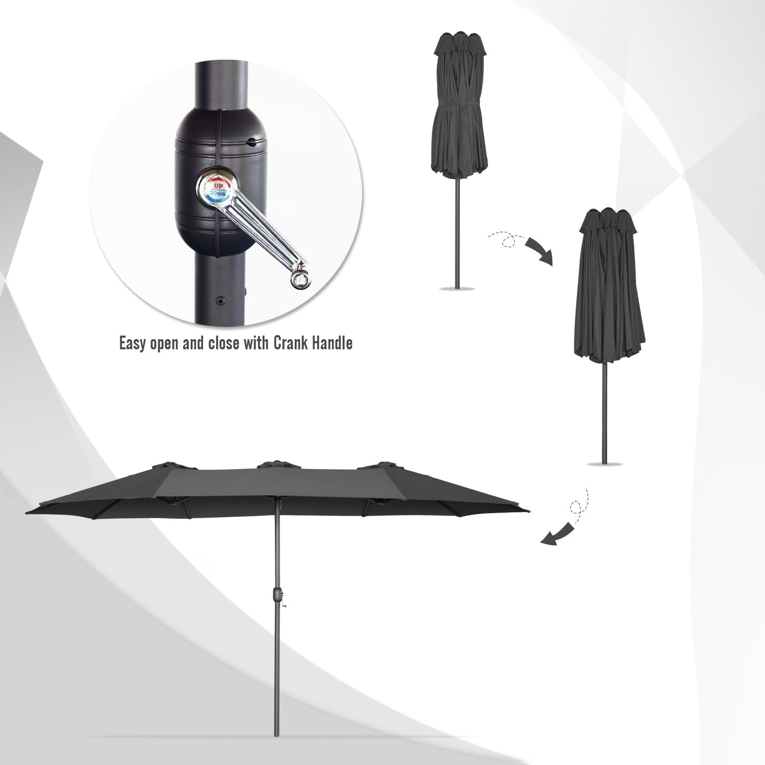 YODOLLA 15 ft waterproof patio umbrella