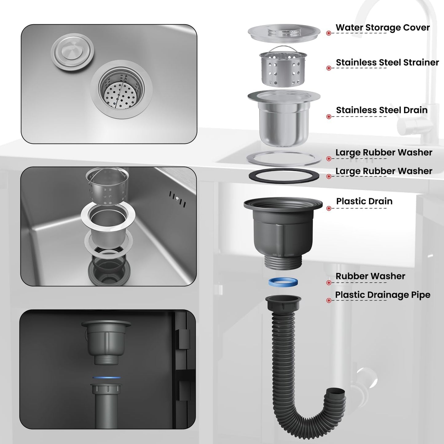YODOLLA Grill Table with Sink, Stainless Steel Kitchen Island Cabinets Sink Station