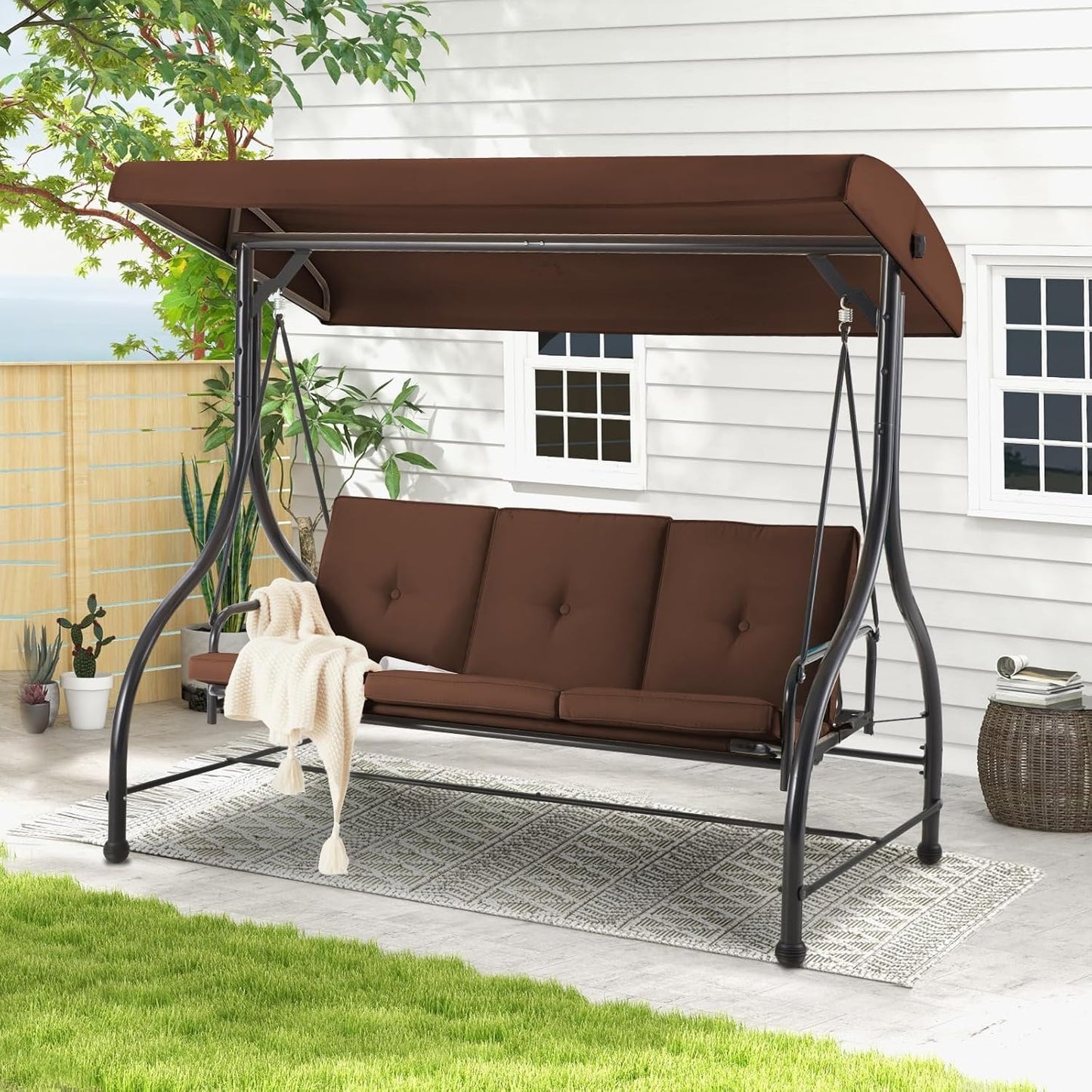 YODOLLA Relaxing 3-Seat Patio Swing