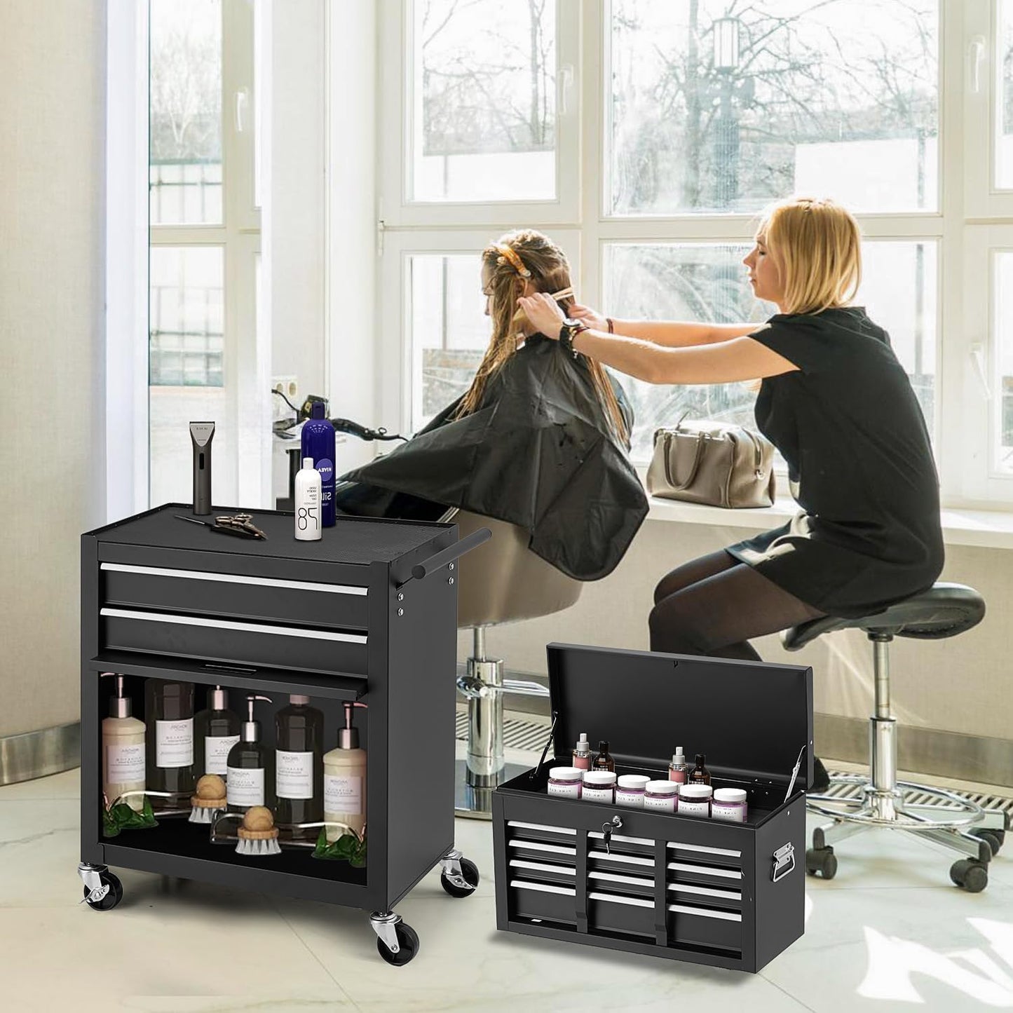 YODOLLA Rolling Tool Chest with Wheels, Detachable Metal Tool Box with Drawers