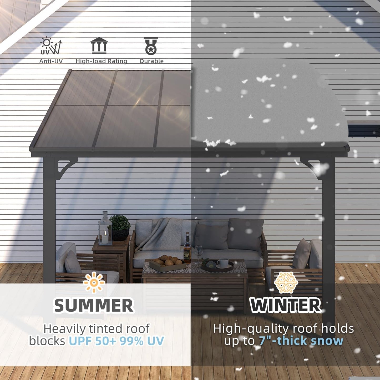 YODOLLA Adjustable Height Outdoor Gazebo Pergola for Patio