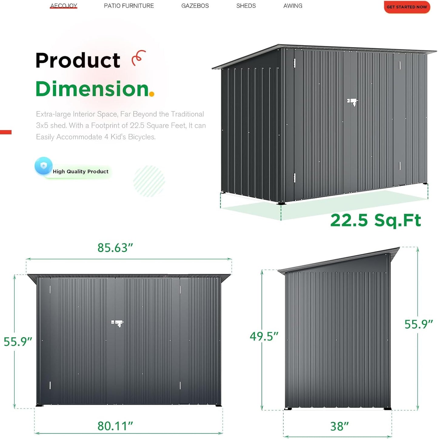 YODOLLA 7x3 Small Metal Shed for Garden & Yard