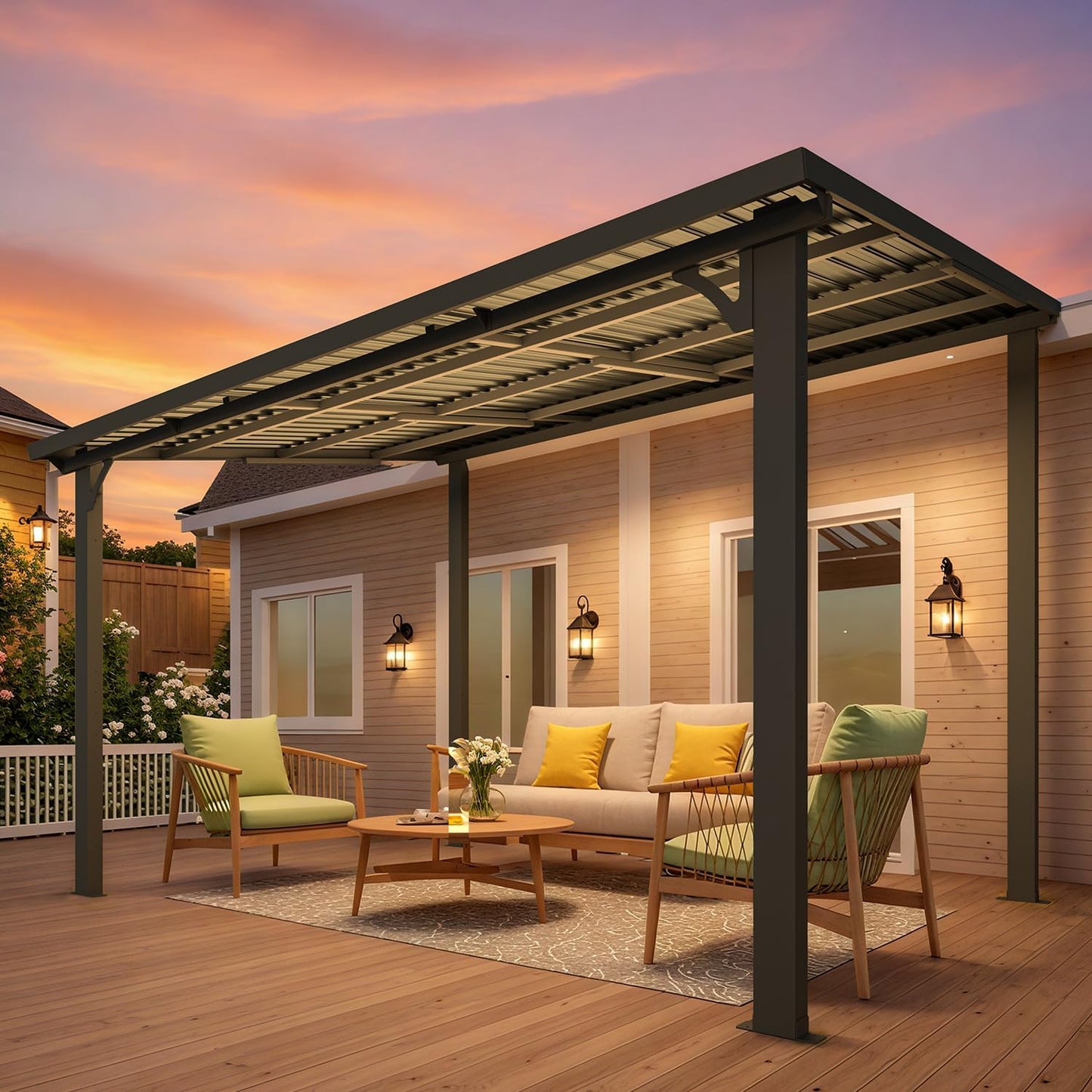 YODOLLA 12' x 8' Hardtop Gazebo Outdoor Pergola for Patio