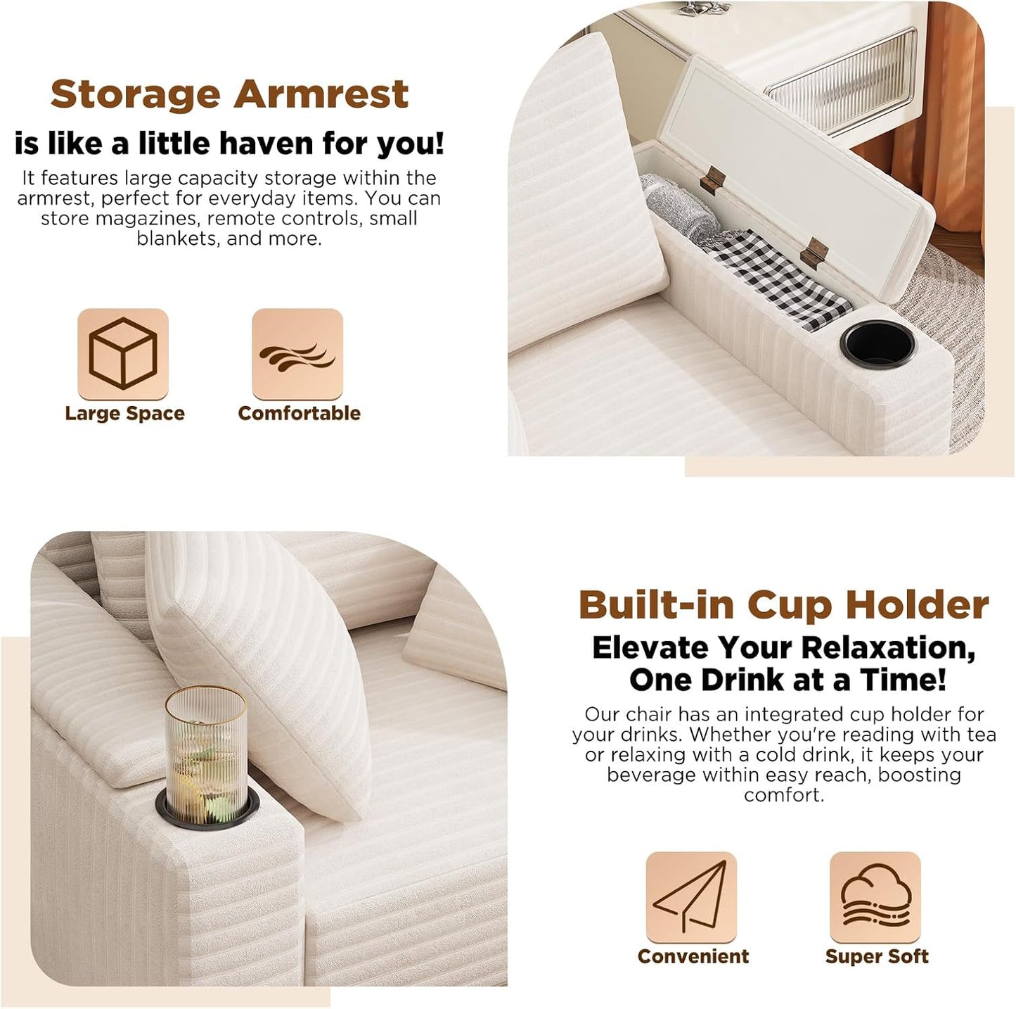 YODOLLA Chaise Lounge Chair Indoor, Oversized Sleeper Chair with Ottoman, Comfy Reading Sofa Armchair