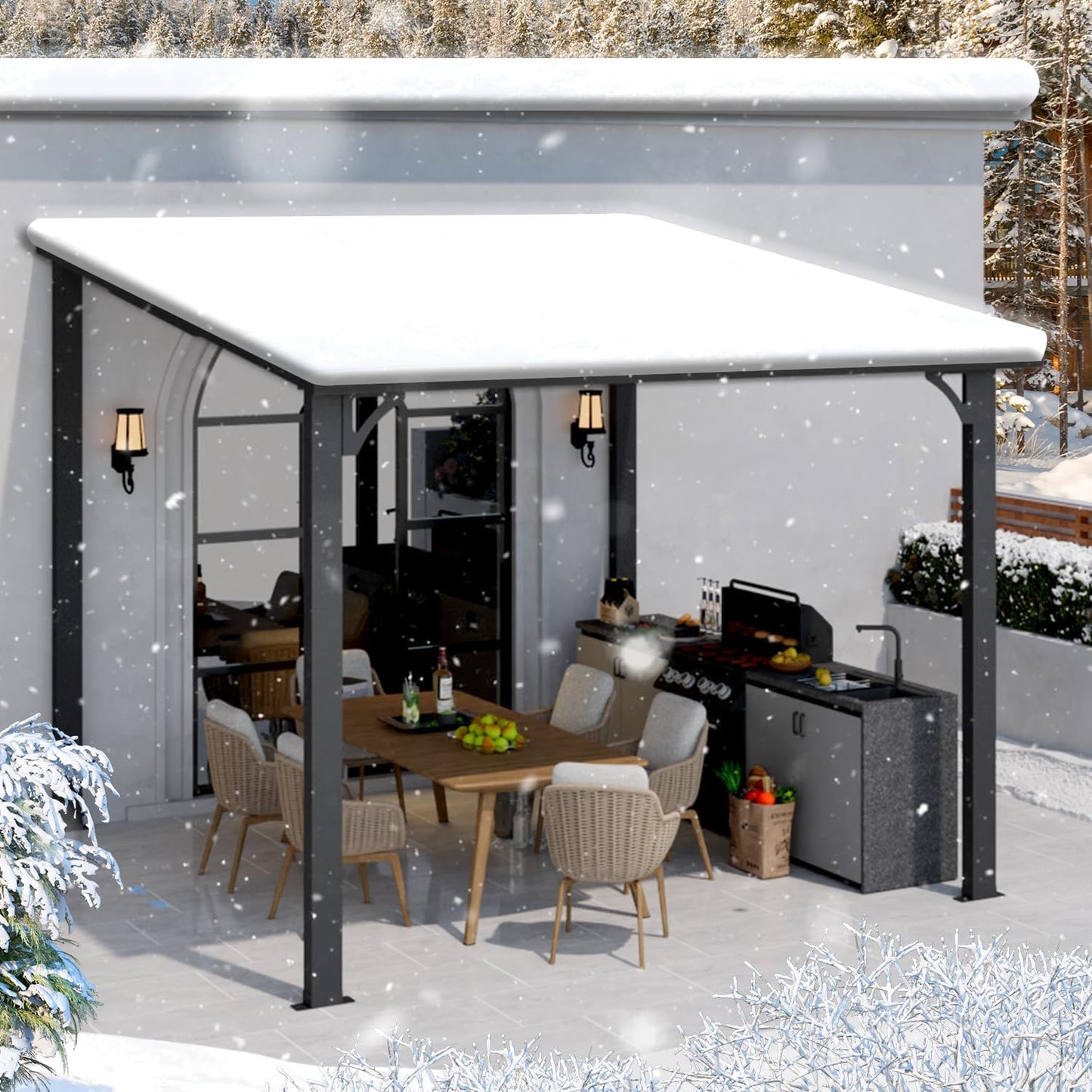 YODOLLA 10' x 10' Outdoor Pergola Hardtop Gazebo, Dark Grey