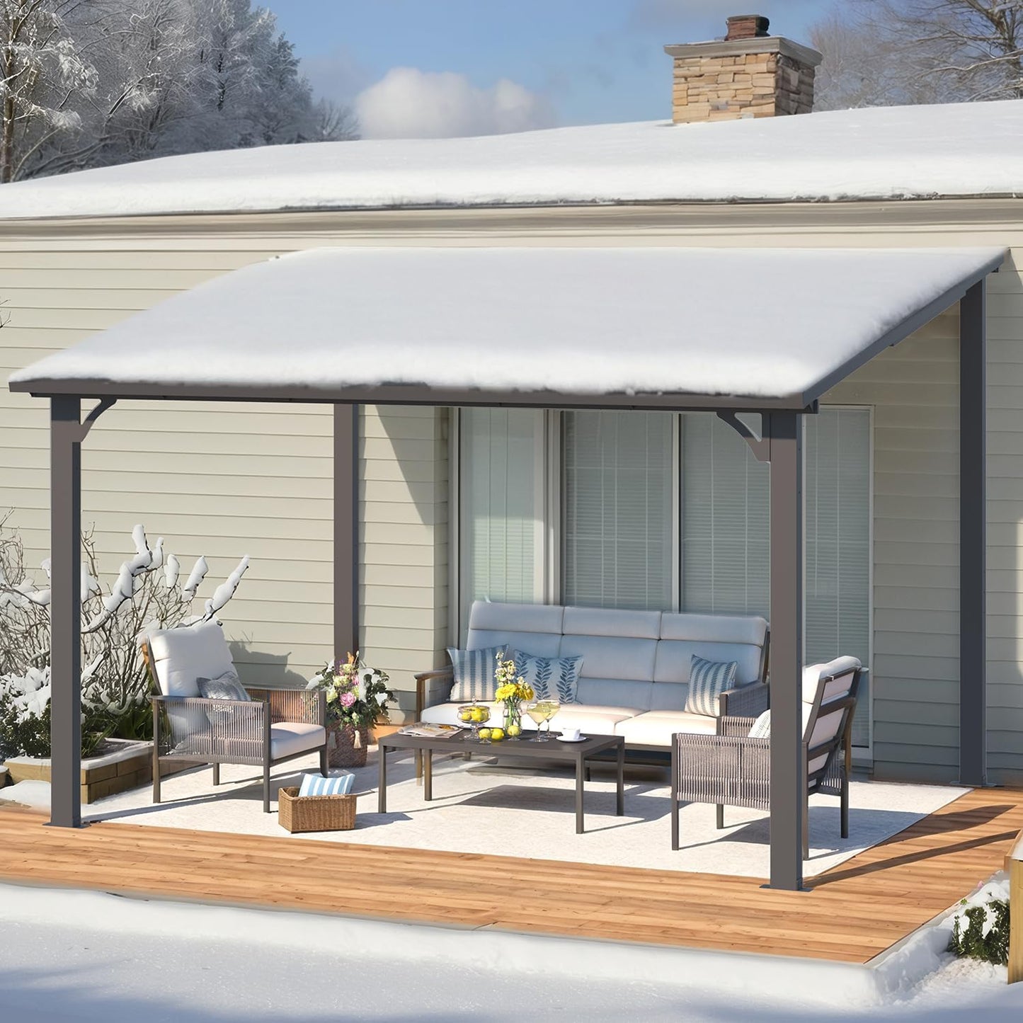 YODOLLA 12' x 10' Outdoor Hardtop Pergola Gazebo for Patio