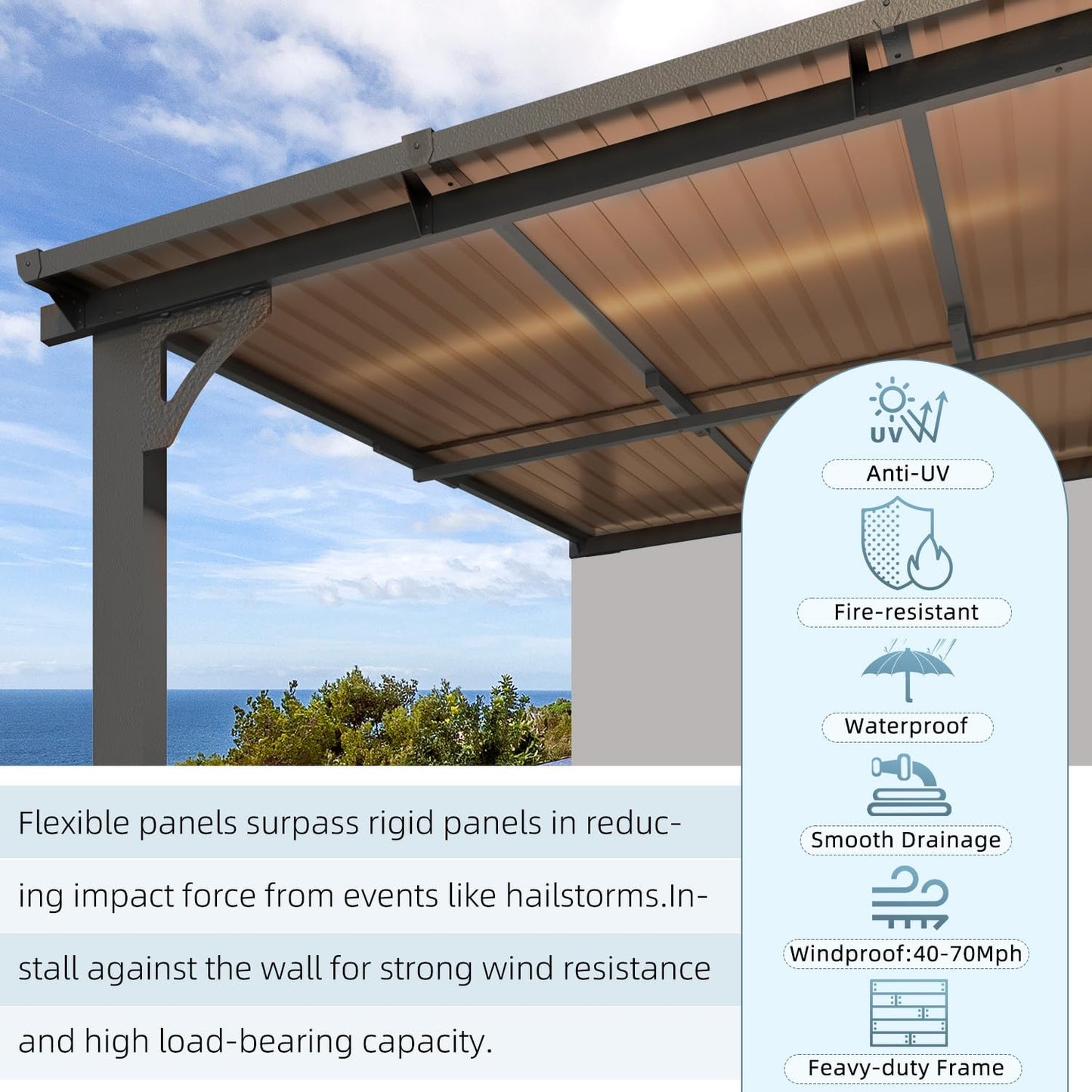 YODOLLA Adjustable Height Outdoor Gazebo Pergola for Patio