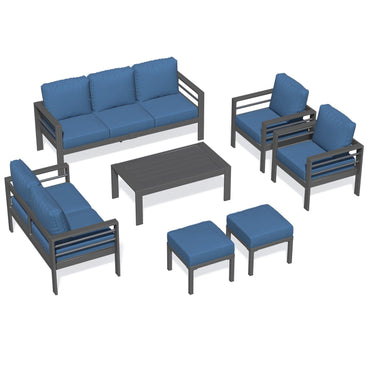YODOLLA 7 Pieces Aluminum Patio Furniture Set, Blue