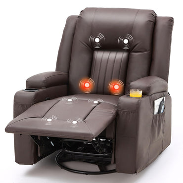 YODOLLA Recliner Chair with Heat&Massage, PU Leather Brown