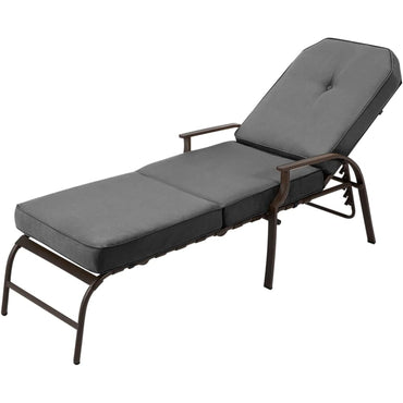 YODOLLA Adjustable Outdoor Chaise Lounge, Grey